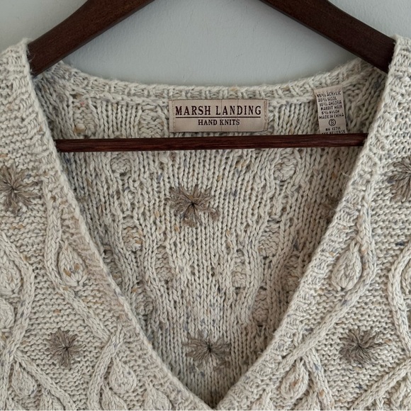 Vintage Marsh Landing Textured Hand Knitted Vest in Cream Women’s Size 8 - Picture 2 of 7